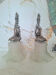 Pairs of Art Deco wall lights, antique fixtures.