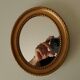 Small vintage oval mirror in gilded resin from the 60s/70s.