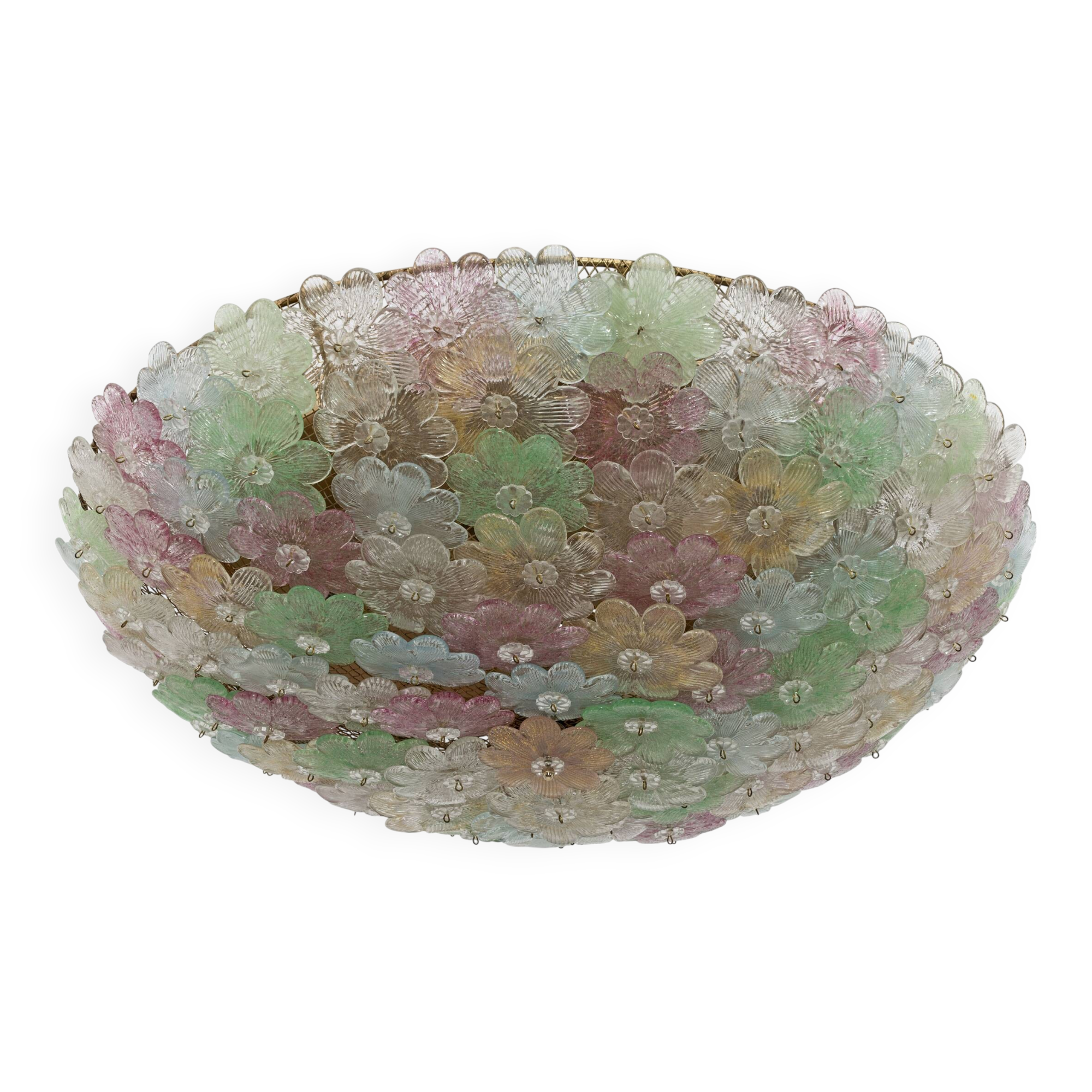 Attribué à Barovier & Toso, plafonnier en verre de Murano de style moderne du milieu du siècle