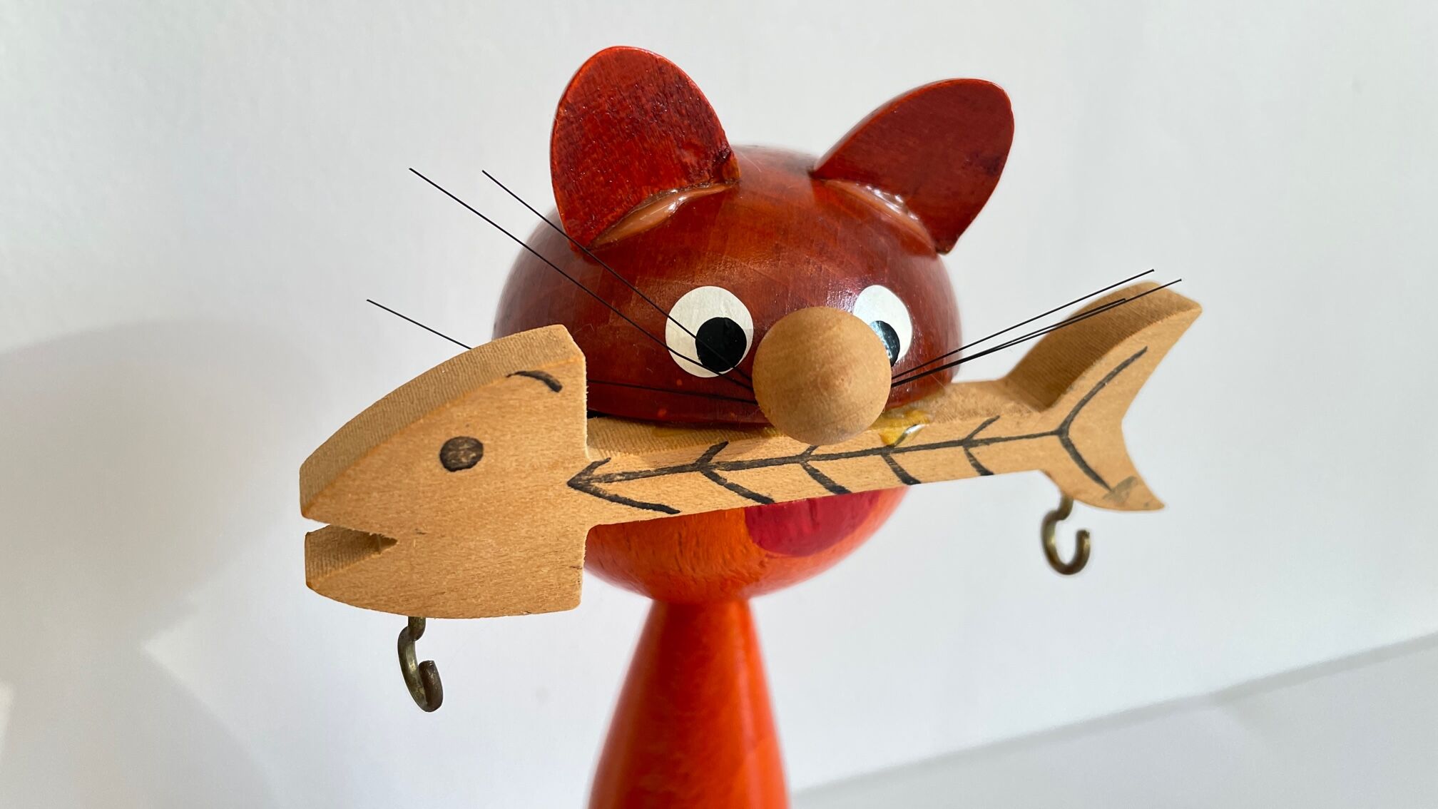 Vintage wooden cat corkscrew