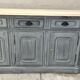 Grey patina furniture with three doors and three drawers