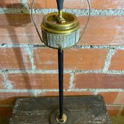 Vintage French Cast Iron Stand Ashtray + Gold Metal Ashtray #D