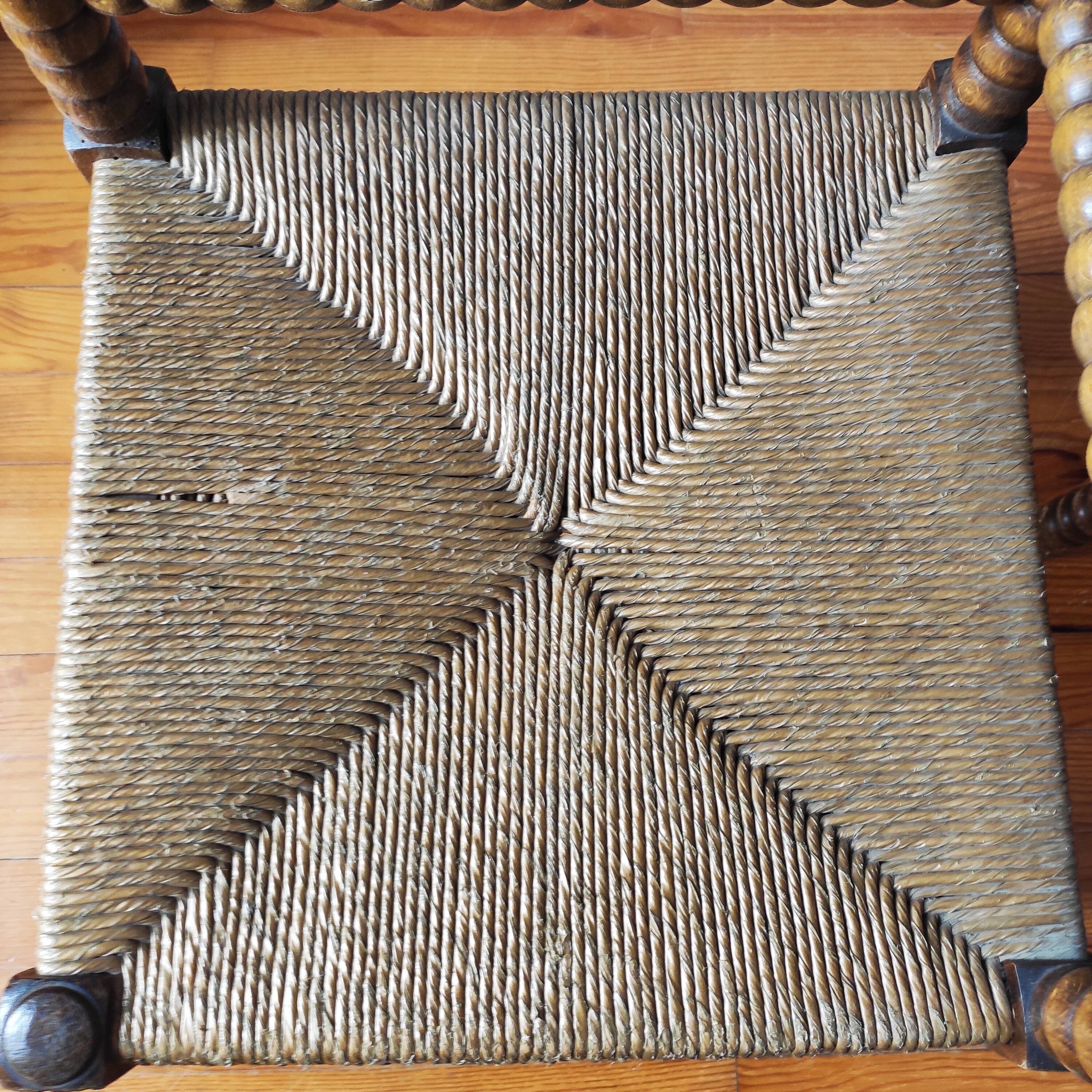 Paire de chaises anciennes bois tourné bobine