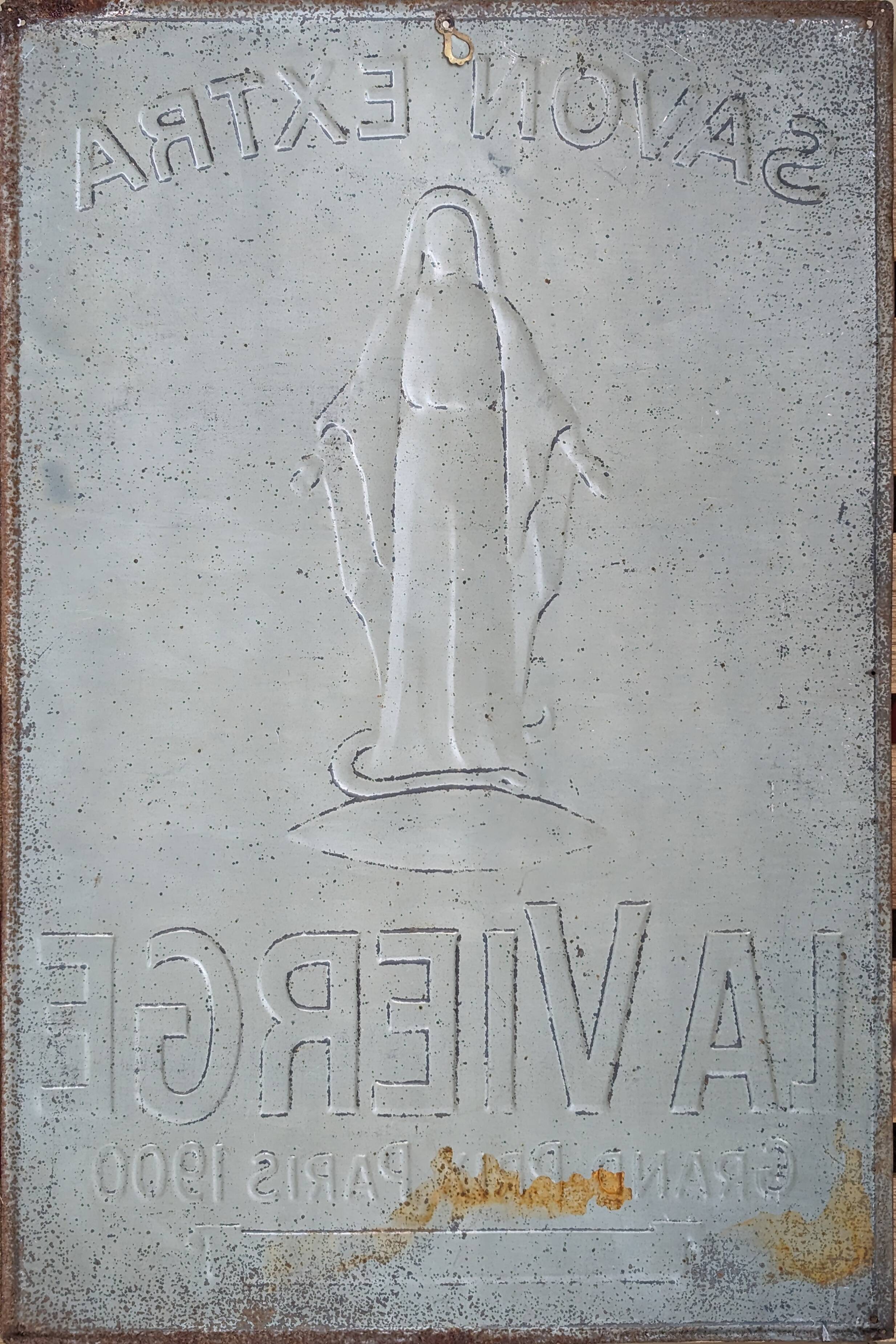 Plaque emmaillée La Vierge Savon Extra Compagnie : Felix Eydoux
