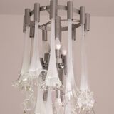 Great Design Murano Glass White Chandelier “Calle” by Venini, 1970