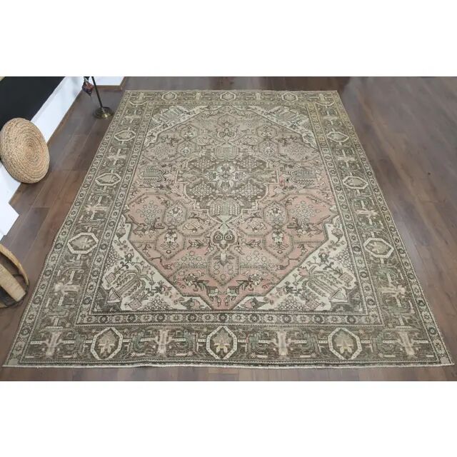 1970s Vintage Persian Handmade Wool Orange Area Rug 298x370