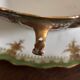 Vintage green Limoges porcelain gravy boat with gilt trim