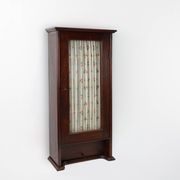 French Art Deco tall cabinet with glass door and hidden compartiment, ca. 1