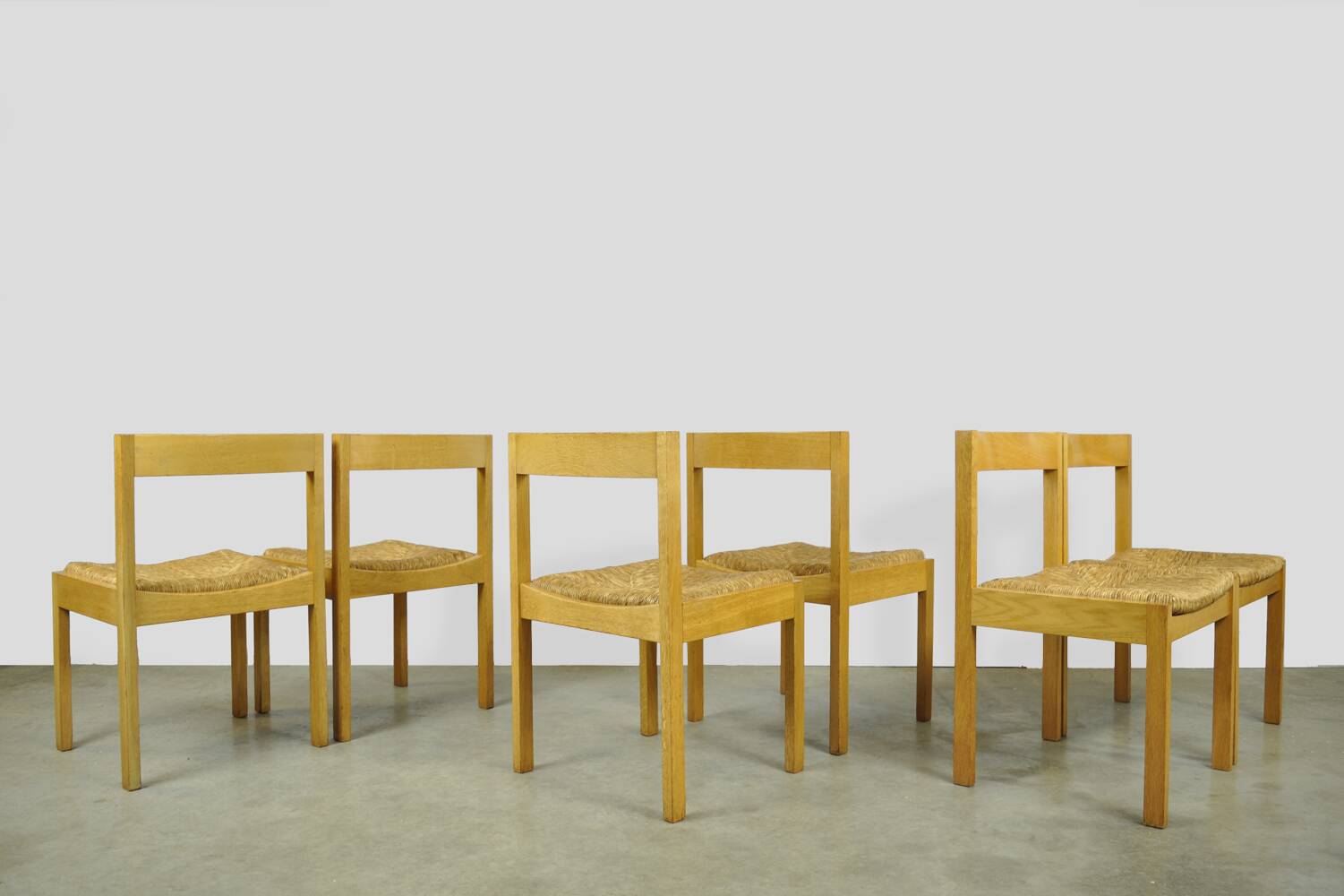 Chaises de salle à manger vintage en chêne et osier dutch design, gerard geytenbeek, années 1960