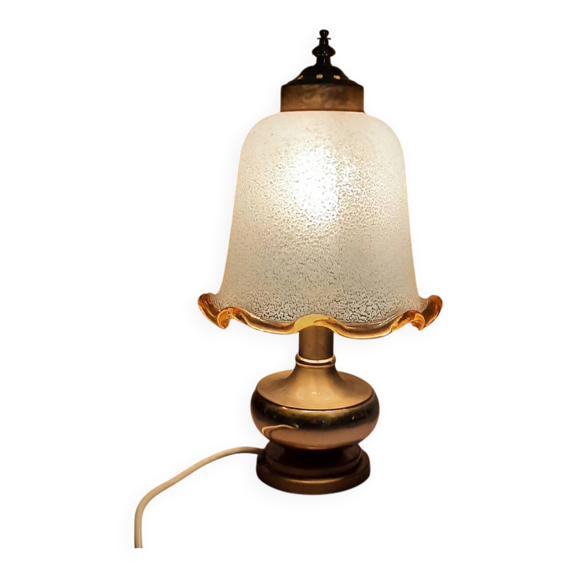 Murano Glass Table Lamp Brass Mushroom