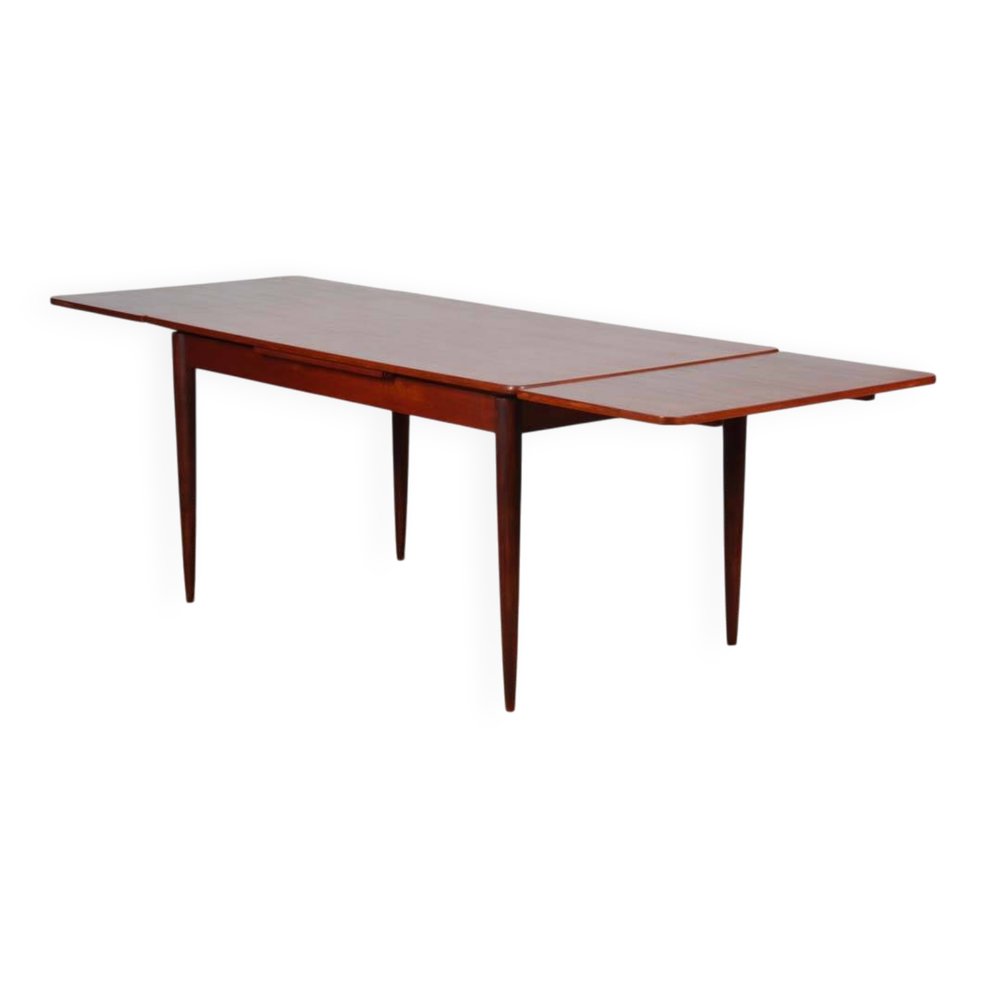 Rectangular extendable dining table in teak, 1970.