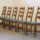 Six vintage 1960s Danish ladderback oak chairs, Henning Kjærnulf brutalist style