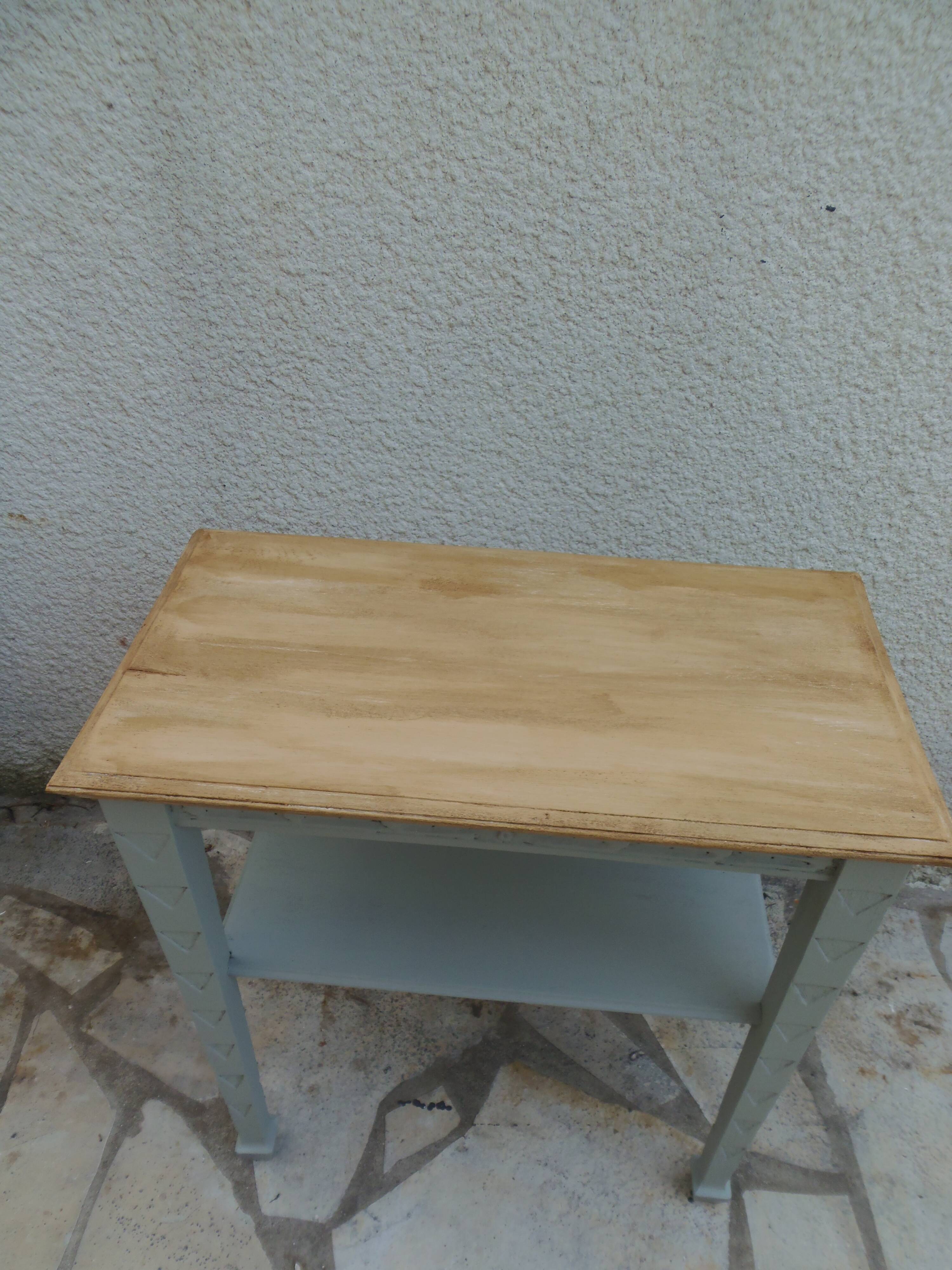 Vintage side table, reimagined in grey-green.