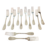 Christofle - Set of 12 Versailles model table forks in silver-plated metal