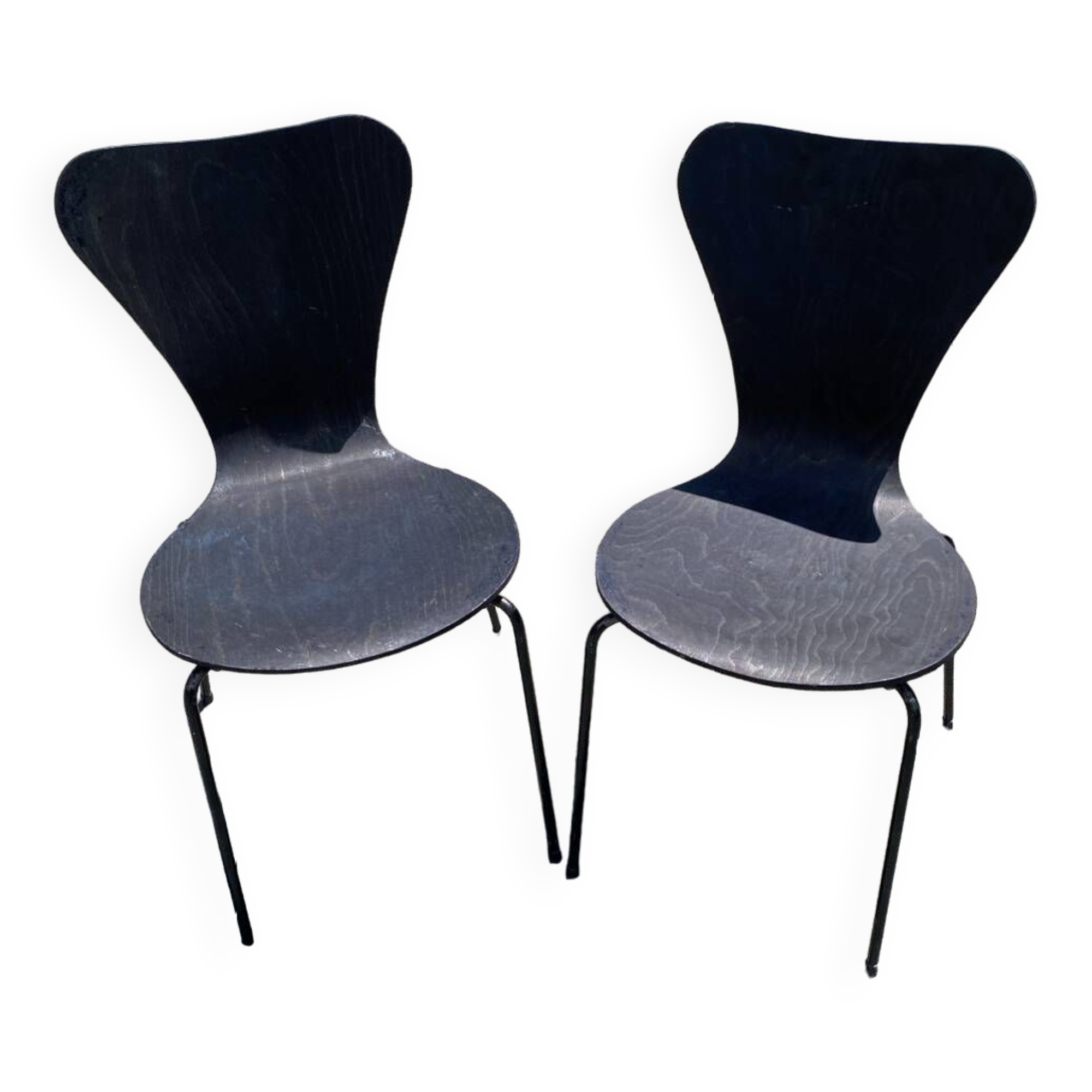 Pairs of wooden chairs