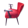 Fauteuil moumoute rouge 1960/70