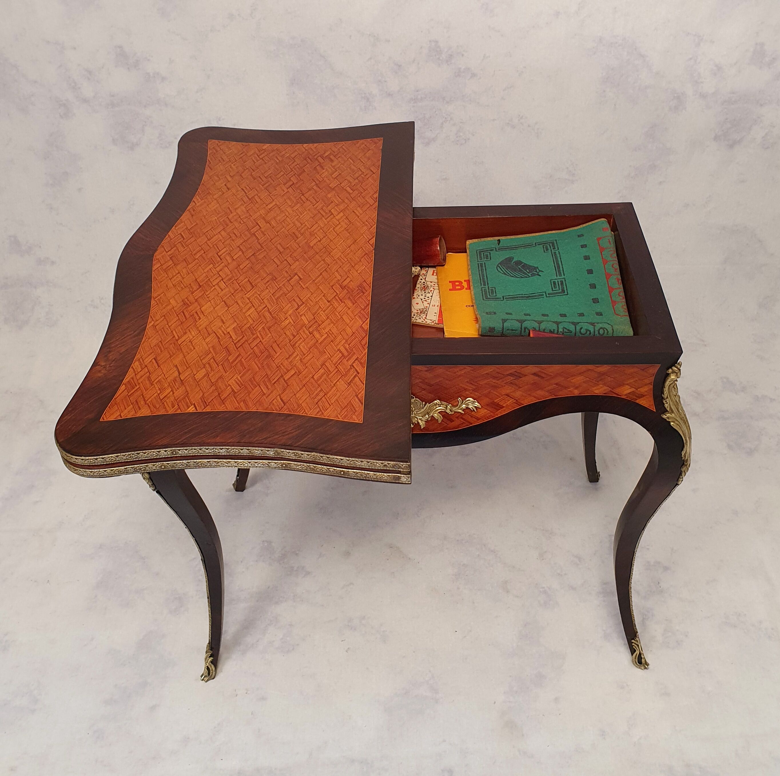 Louis XV Napoleon III Games Table - Marquetry - Bois De Rose - Palissandre - 19th