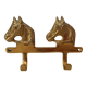Wall-mounted coat rack with horses in brass
