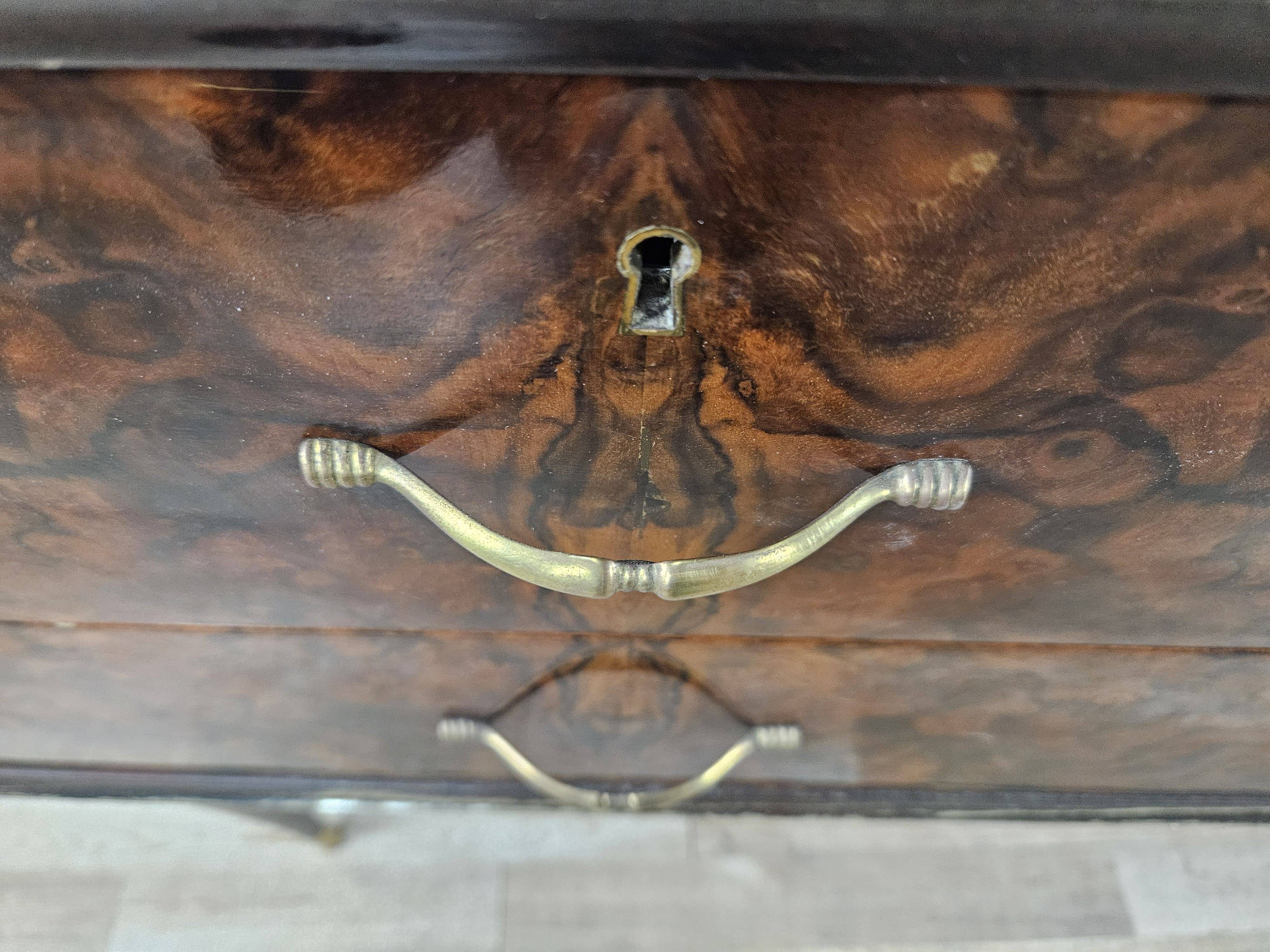 Mid Century 70's Chest of Drawers with Glass Top