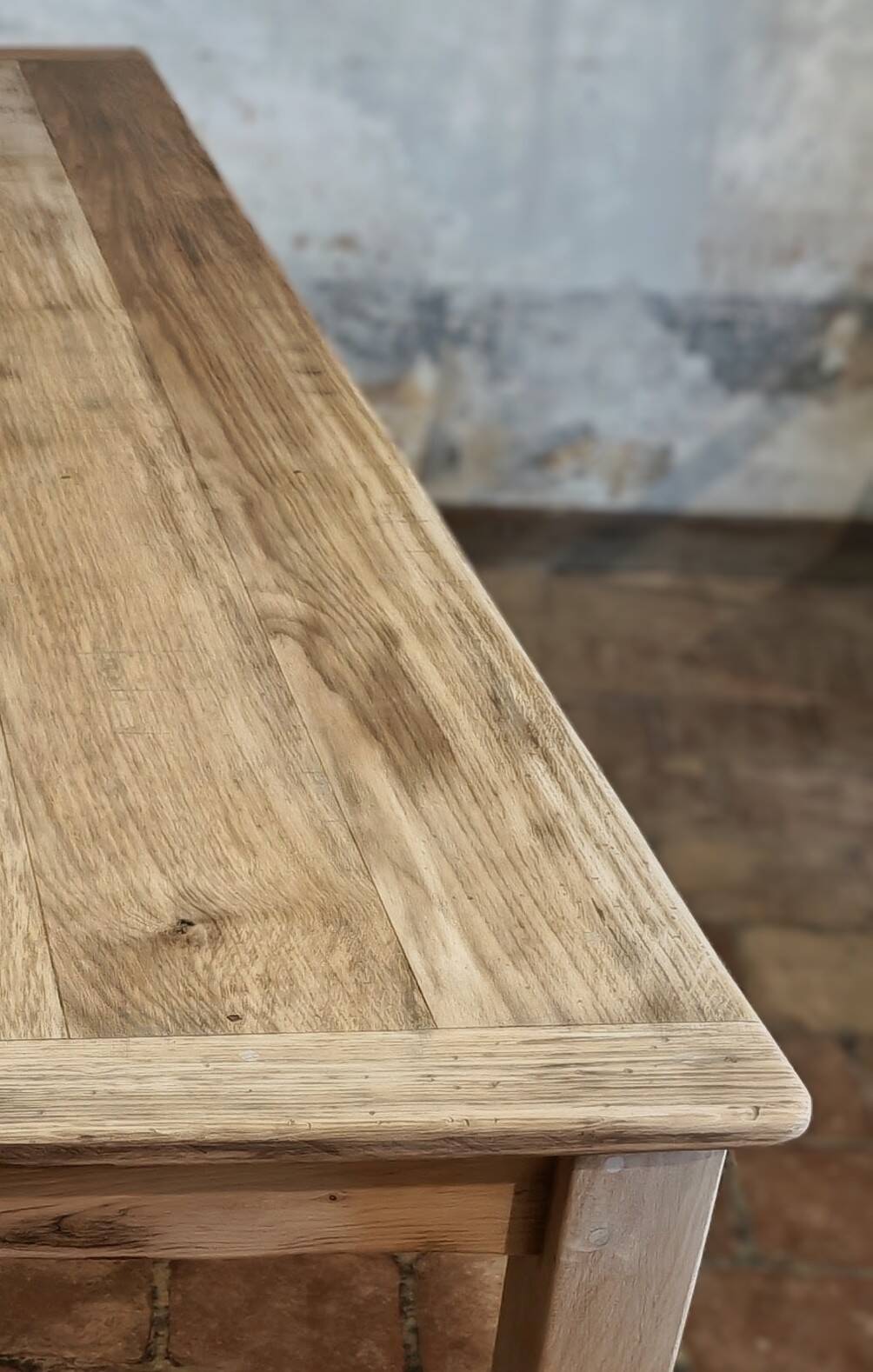 Solid oak farmhouse table "brut" 247x89, top "chocolate oak"