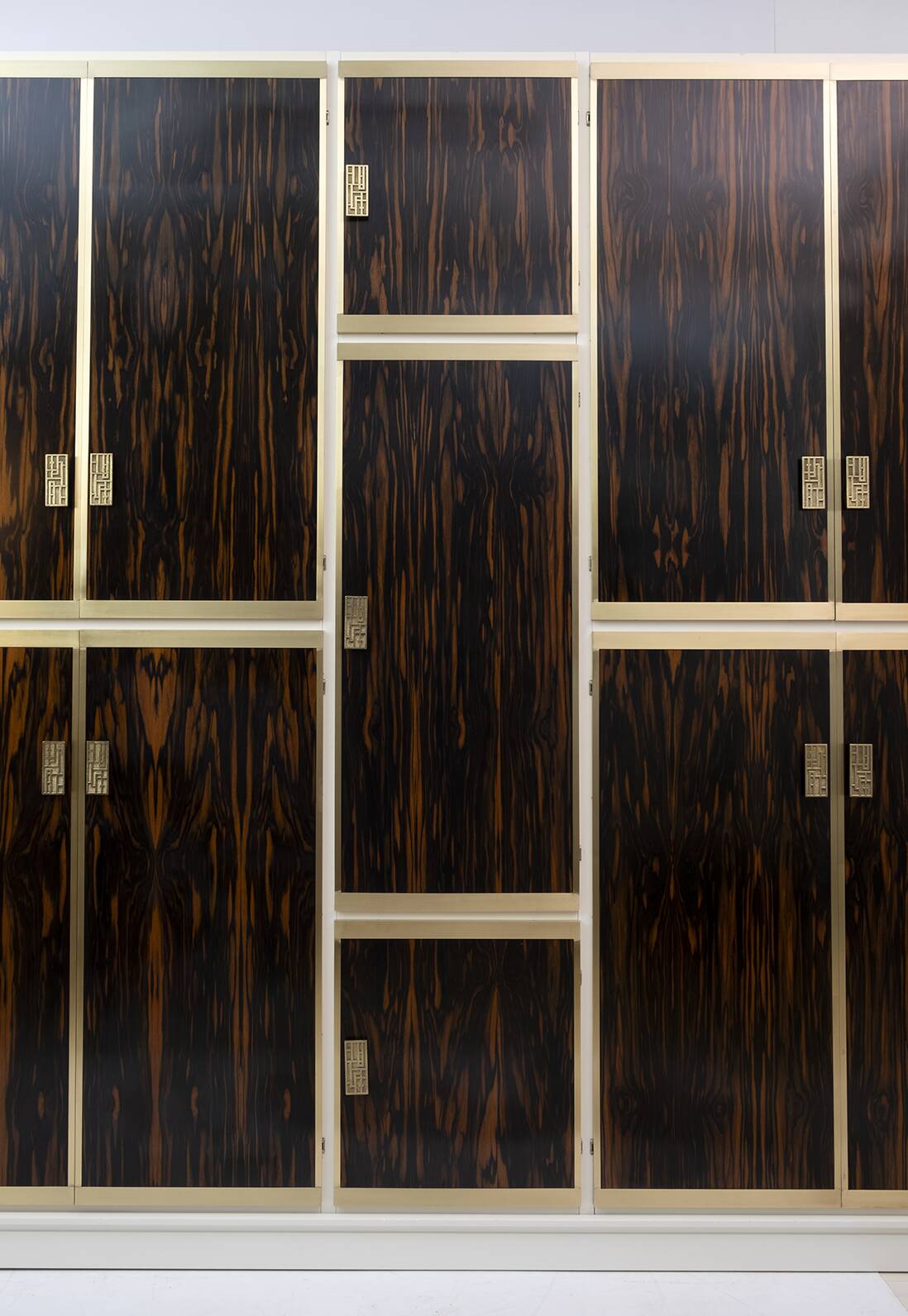 Luciano Frigerio Mid-Century Modern Italian Brass and Walnut Wardrobe, 1970