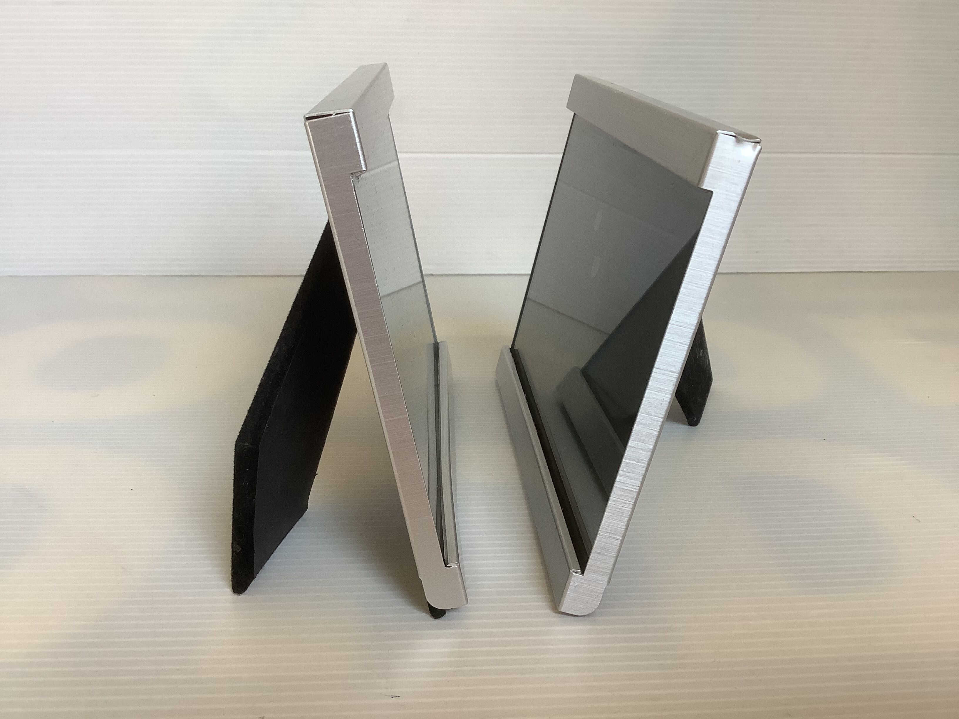Pair of brushed effect metal photo frames