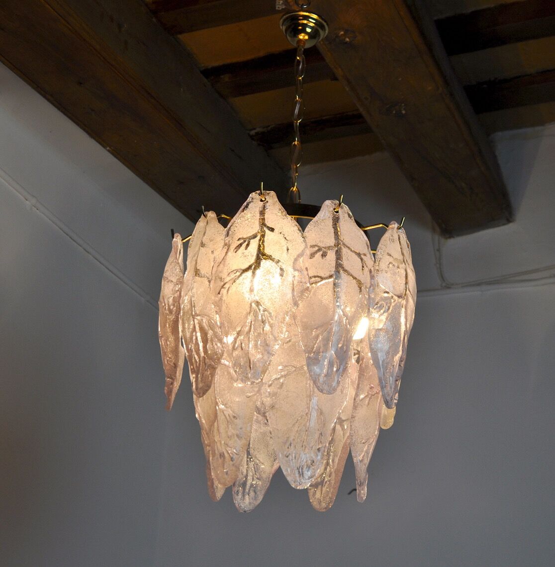 Mazzega chandelier in Murano lila glass, Italy, 1970