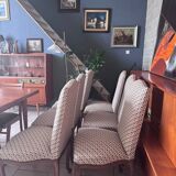 6 chaises Louis XV – tapisserie traditionnelle à ressorts – bois massi