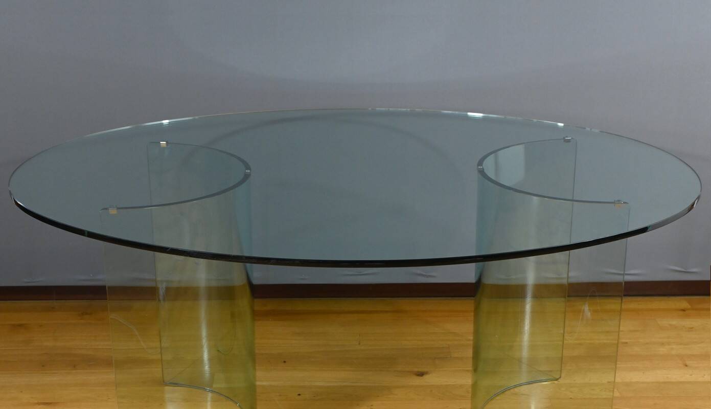 Oval Glass Table, attributed to Fiam, Italy – 1980