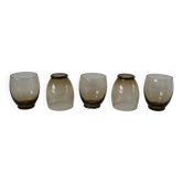 Lot de 5 verres à eau design en verre fumé art déco années 30