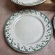 Set of 6 flat plates, Gien Montigny ironstone – old green decoration.