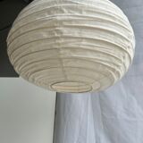 Suspension in rattan and natural japanese linen in the shape of a drop