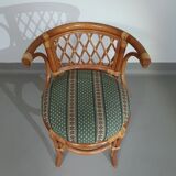 Rattan / bamboo balcony side table / chairs set 1970s