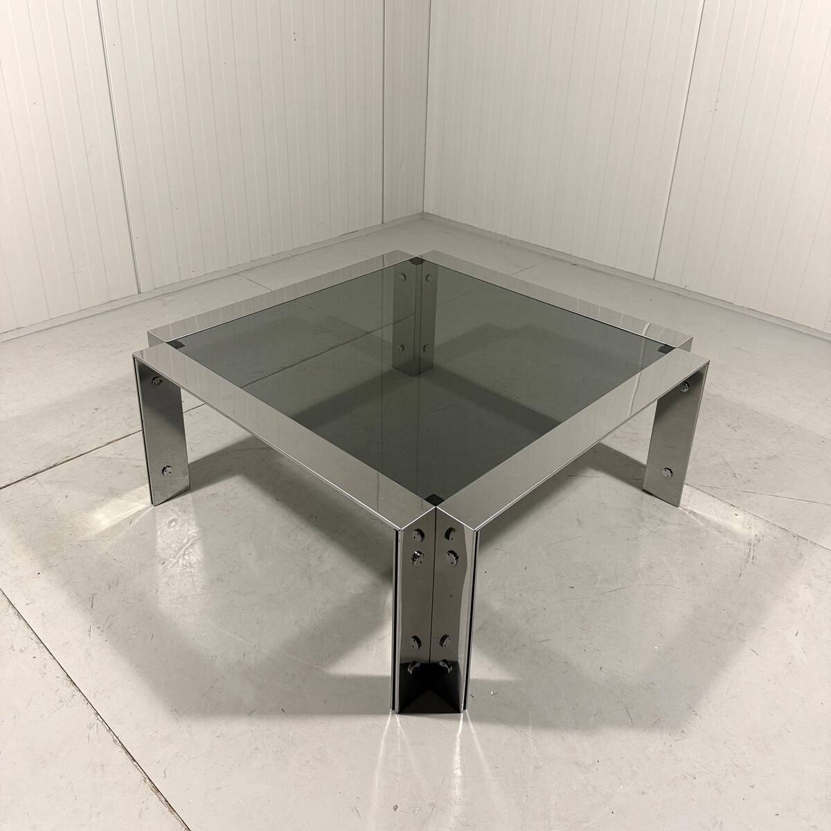 Chrome plated & smoked glass low coffee table 1960’s
