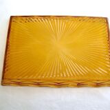 Amber yellow moulded glass tray