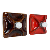 Set of two space age ceramic fat lava wall lights by hustadt lights germany 1970