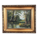 Vintage original landscape oil painting, signed river art