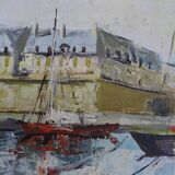 Painting of the port of Saint Malo, signed