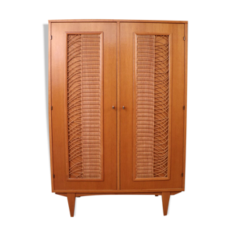 Wood and rattan cabinet