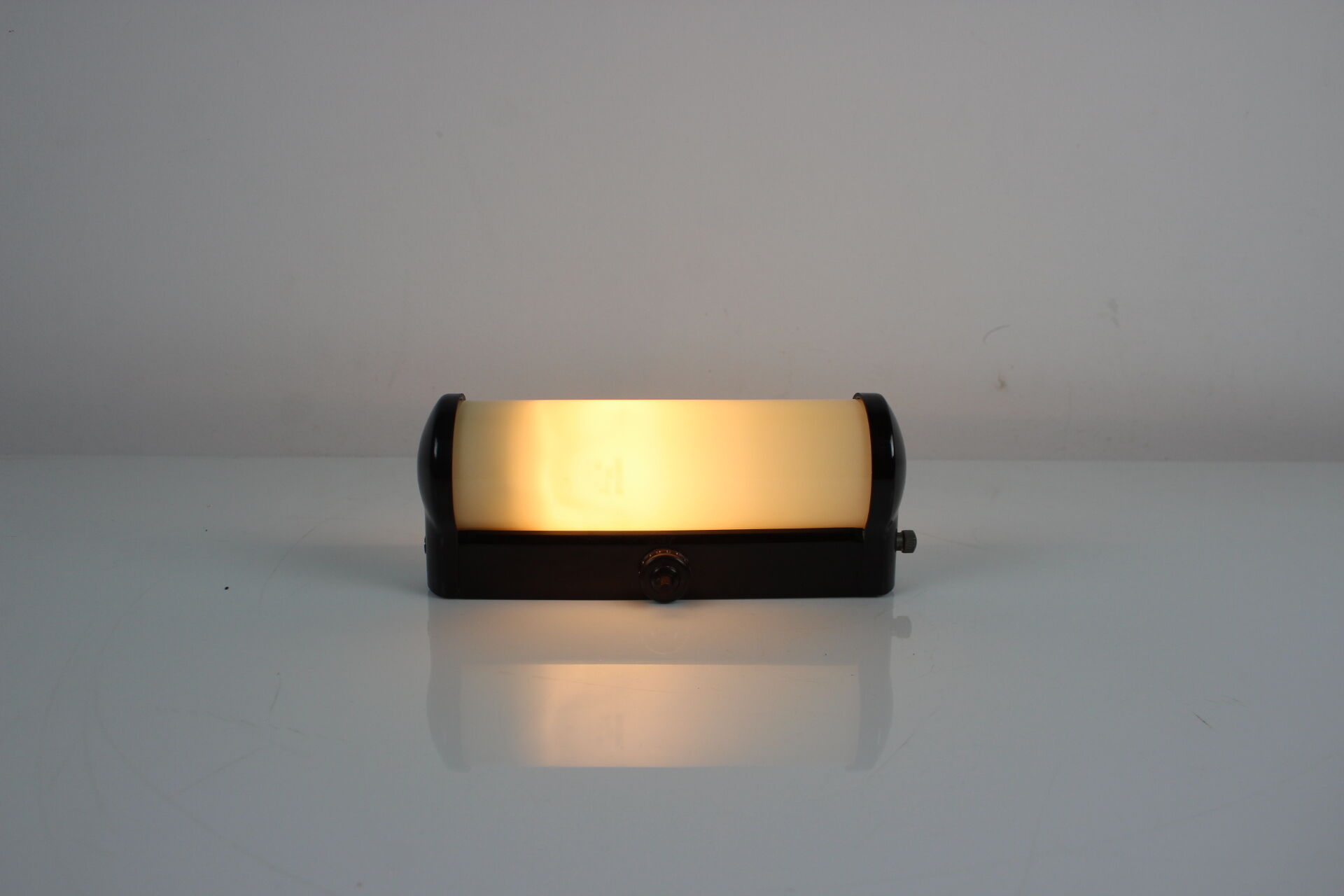 Art Deco Bakelite and Glass Wall Lamp, Czechoslovakia, 1930s