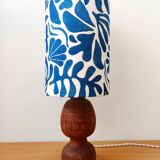 Brutalist wooden lamp and custom shade