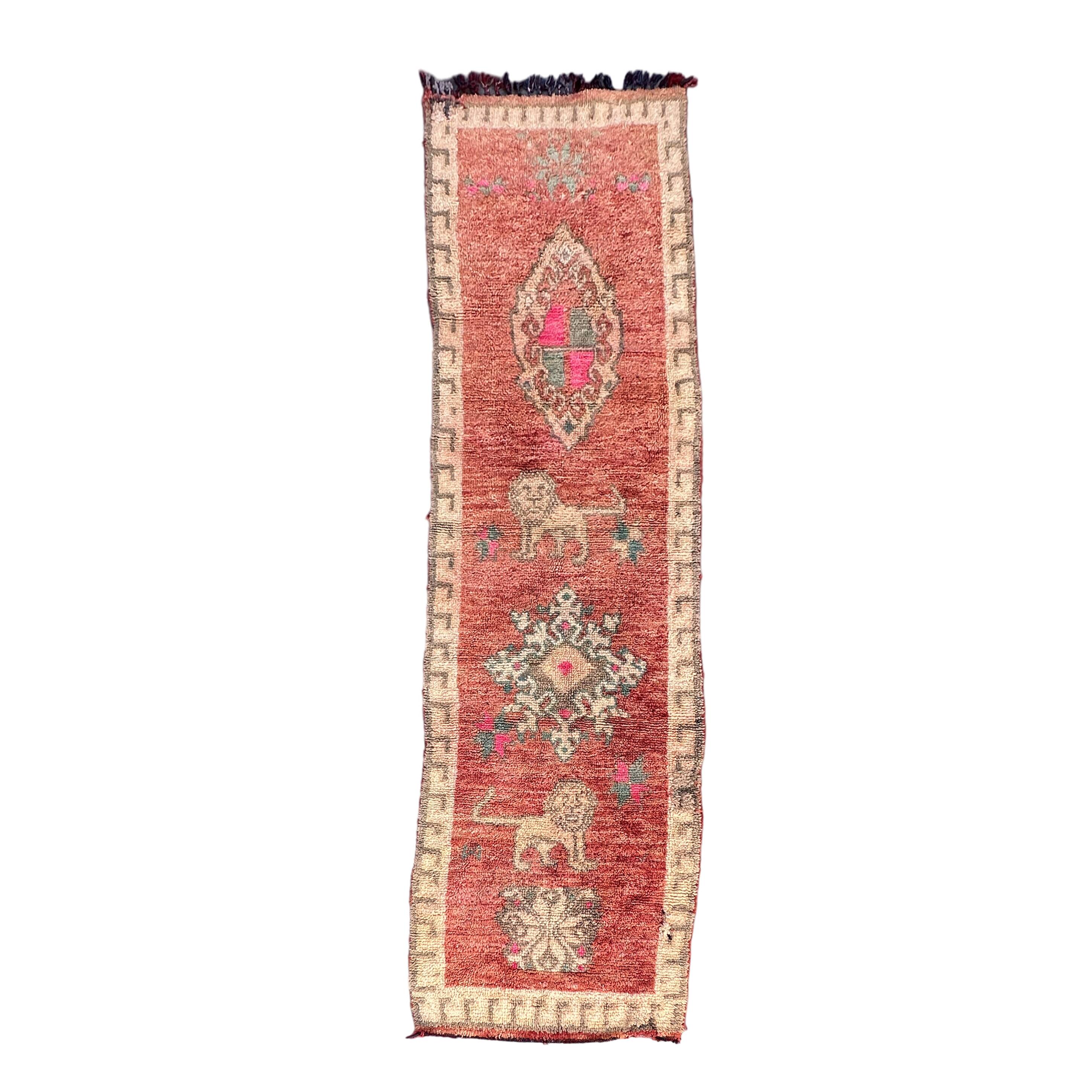 Neutral Boujad Moroccan rug - 313 x 88 cm