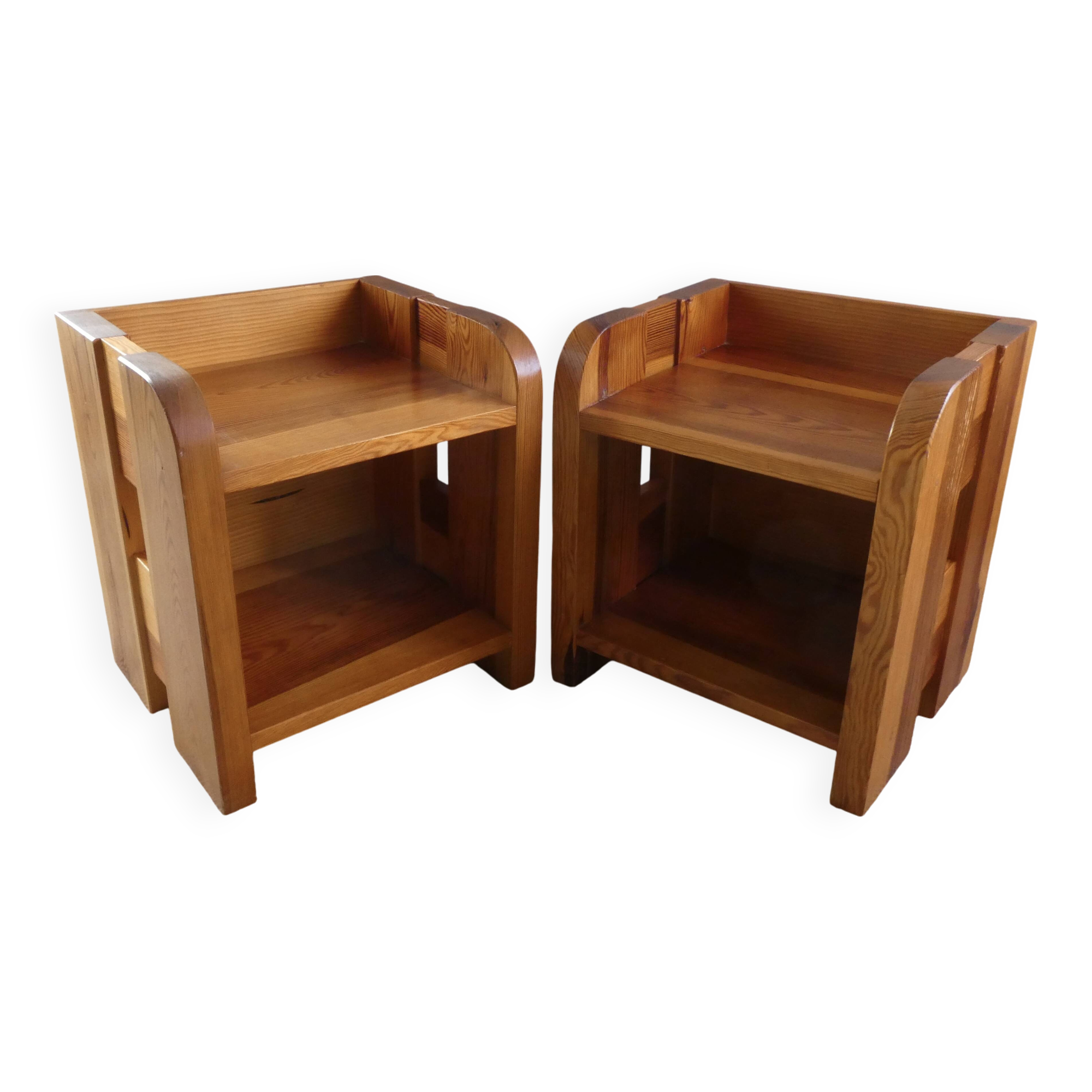 Pair of solid pine bedside tables