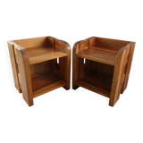 Pair of solid pine bedside tables