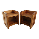 Pair of solid pine bedside tables