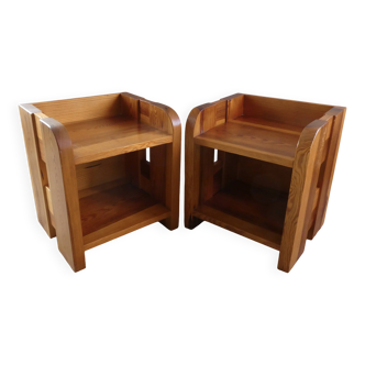 Pair of solid pine bedside tables