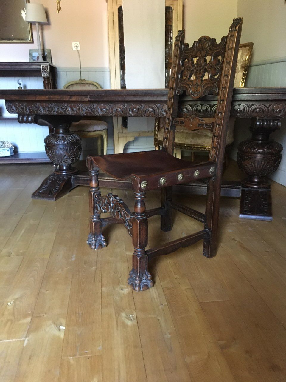 Dining room table with its Spanish Renaissance chairs