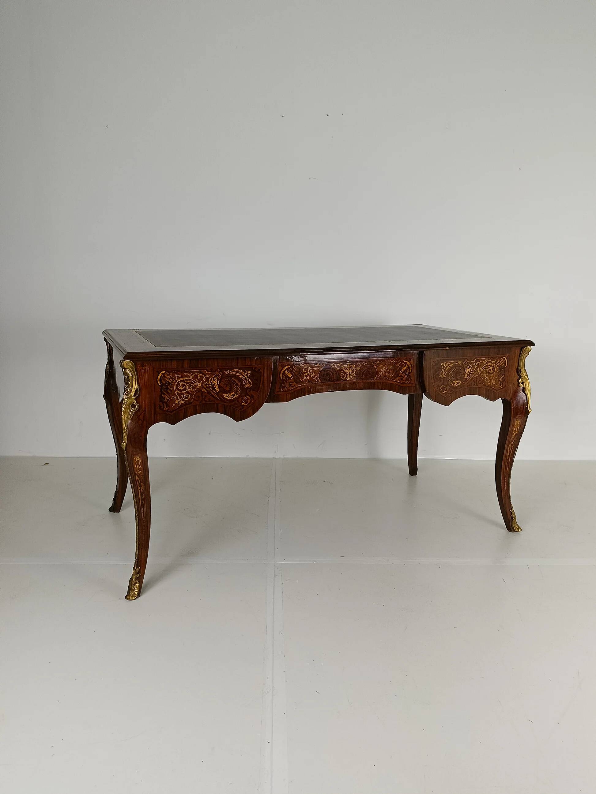 Louis XV style double-sided mahogany and rosewood flat desk