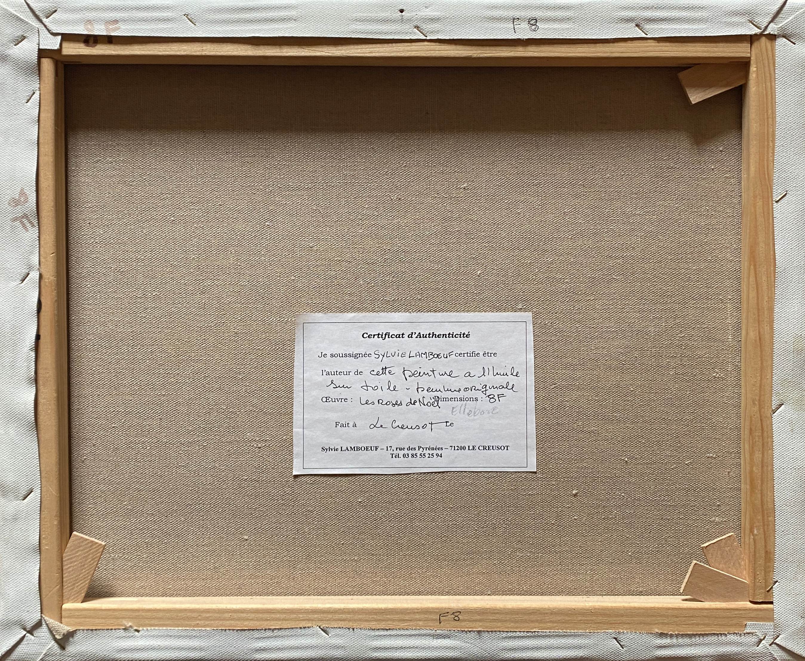 Table HST "Christmas Roses" Flowers Ellébores signed Sylvie Lamboeuf