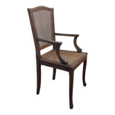 Fauteuil ancien de style Louis XVI en bois et cannage